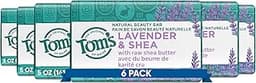 Tom's of Maine Natural Beauty Bar Soap, Lavender & Shea With Raw Shea Butter, 5 oz. 6-Pack (Packaging May Vary)