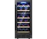 15 Inch Dual Zone Wine Fridge, 28 Bottles Wine Fridge Under Counter with Removable Shelves & Double-Layer Glass Door,...