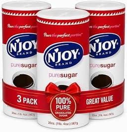 N'Joy Pure Sugar, Pack of 3 Canisters with EZ-Open Pour Spout (20 oz each)