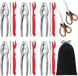 20-Pack Crab Crackers and Tools Set,Seafood Boil Party Supplies Includes 6 Crab Crackers, 6 Lobster Shellers, 6 Crab ...