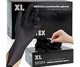 FINITEX - Black Nitrile Disposable Gloves, 5mil, Powder/Latex-Free, Medical Exam 100 PCS For Examination Home Cleanin...