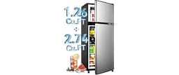 Anypro 4.0 Cu.Ft Fridge with Freezer, Double Door Refrigerator with 6 Level Thermostat, LED Light, Adjustable Glass S...