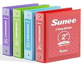 SUNEE Binders 2 Inch 3 Ring 4 Pack, 2" Classic 4-Color Binder Set (8.5x11 Inches) for Office, School or Home Supplies