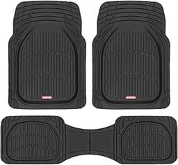 Motor Trend FlexTough Floor Mats for Cars, Black Deep Dish All-Weather Car Mats, Waterproof Trim-to Fit Automotive Fl...