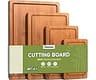 Zeawec 4-Piece Set Bamboo Cutting Board for Kitchen - Crack-Resistant Wood Chopping Boards with Deep Juice Grooves, P...