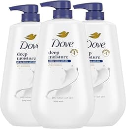 Dove Body Wash with Pump 3 Count Deep Moisture for 24hr Lotion-Soft Skin Moisture Moisturizing Skin Cleanser with No ...