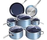 Nuwave Healthy Duralon Blue Ceramic Nonstick Cookware Set, Diamond Infused Scratch-Resistant, PFAS Free, Dishwasher &...