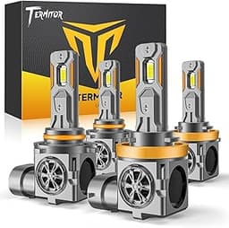 H11/H9 & 9005/HB3 Light Bulbs Combo, 100,000LM Brightness, 1:1 Mini Size 6500K Cool White IP68 Waterproof Automotive ...