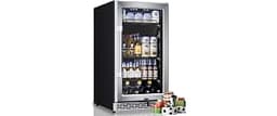 Minorfun 18 Inch Beverage Refrigerator, 160 Can Glass Door Beverage Cooler | Built-In or Freestanding for Home, Offic...