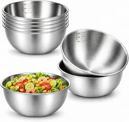 8 Pcs 304 Stainless Steel Mixing Bowls with Graduation, 28oz Salad Bowl | Reusable Metal Serving Salad Bowls, Nesting...