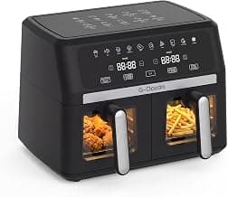 9.5QT Dual-Basket Air Fryer w/View Window, 10 Presets & Temp Control