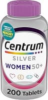 Centrum Silver Women's Multivitamin for Women 50 and Over, 200 Tablets | Contains Vitamin D3, B Vitamins, Calcium, an...