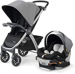 Chicco Bravo 3-in-1 Trio Travel System, Bravo Quick-Fold Stroller with KeyFit 30 Infant Car Seat and Base, Camden/Black