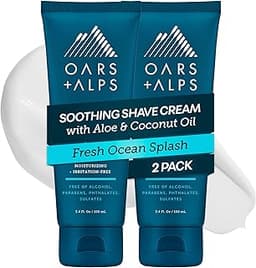 Oars + Alps Soothing Men's Shaving Cream, Dermatologist Tested and Infused with Aloe and Coconut Oil, Fresh Ocean Spl...
