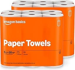 Amazon Basics 2-Ply Flex-Sheets Paper Towels, 12 Basics Rolls = 40 Regular Rolls, Everyday Value with 150 Sheets per ...