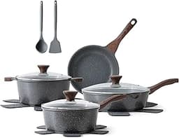 SENSARTE Nonstick Cookware Set 13-Piece, Non Stick Pots and Pans Set with Swiss Granite Coating, Healthy Kitchen Cook...