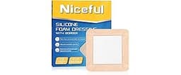 Niceful Silicone Foam Dressing | Large Bandages for Wounds Pressure Sores Post-Surgery 5"x5" （10Pcs）