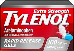 Tylenol Extra Strength Acetaminophen Rapid Release Gels, Fast, Strong Pain Relief, Fever Reducer, 500 mg Gelcaps with...
