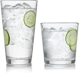Libbey Preston Tumbler and Rocks Glass Cups Set, All Purpose Everyday Drinking Glasses Set of 16, Glassware Drinking ...