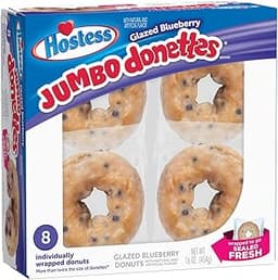 Blueberry Glazed Jumbo Donettes by Hostess [8 Count Package]