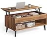 VASAGLE Lift Top Coffee Table, Lift Tabletop Dining Table, Gas Spring, Hidden Compartment, Open Storage Shelf, for Li...