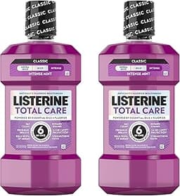 Listerine Total Care Anticavity Fluoride Mouthwash, 6-in-1 Rinse Helps Kill 99% of Bad Breath Germs, Prevents Cavitie...