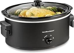 Hamilton Beach 6 Quart Slow Cooker With Space-Saving Folding Handles | 3 Heat Settings | Dishwasher Safe Stoneware Cr...