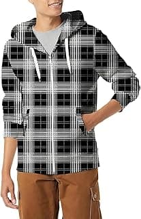 LOAIHA Men's Striped Full Zip Hoodie Terry Cloth Sweatshirt Casual Drawstring Hooded Jacket For Everyday Comfort