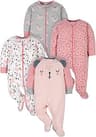 Gerber Baby Girls 4-Pack Sleep 'N Play Footie