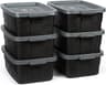Rubbermaid 6-Pack Totes for Storage with Lids, Heavy Duty Plastic Storage Bins with Lids, Black Gray, 10 GAL - Stacka...