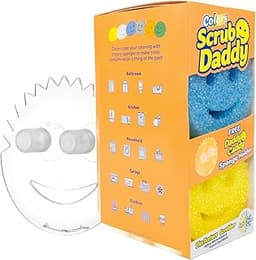 Scrub Daddy 6 Kitchen Sponges & 1 Daddy Caddy Dish Sponge Holder - BPA Free & Made with Polymer Foam - Stain & Odor R...