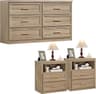 RWYHG Dresser and Nightstand Sets 3 Piece, 6-Drawer Dresser, Oak