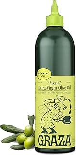 Graza Sizzle Extra Virgin Olive Oil, Cooking Oil - High Polyphenol Peak Harvest EVOO Cooking Oil in a Squeeze Bottle ...