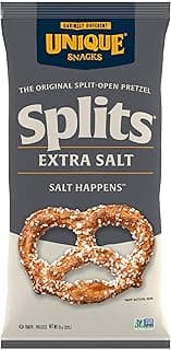 Unique Snacks Extra Salt Splits Pretzels, Original Split-Open Pretzels, Delicious Homestyle Baked Snack Bag, OU Koshe...