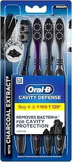 Oral-B Cavity Defense 123 Black Toothbrush � Medium (Pack of 4)