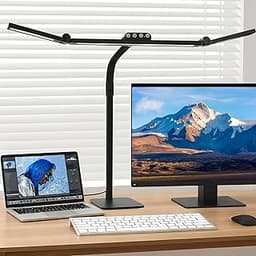 LED Desk Lamp for Home Office with Base, 28.2" Adjustable Gooseneck Swing Arm Ultra Bright Desk Light, Dimmable Archi...