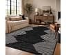 Rugshop Bohemian Stripe Stain Resistant High Traffic Area Rug Black 5' x 7' | Fade Resistant, Living Room, Bedroom, D...