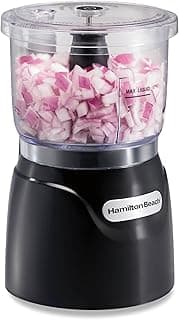 Hamilton Beach Electric Vegetable Chopper & Mini Food Processor, 3-Cup, 350 Watts, for Dicing, Mincing, and Puree, Bl...