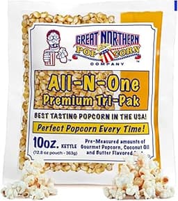 10oz Popcorn Machine Popcorn Packets - All-in-One Movie Theater Style Popcorn Kernels, Salt, and Oil Packs by Great N...