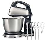 Hamilton Beach Classic Stand and Hand Mixer, 4 Quarts, 6 Speeds with QuickBurst, Bowl Rest, 290 Watts Peak Power, Bla...