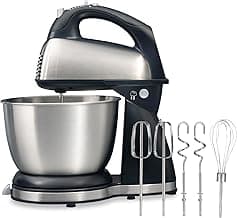Hamilton Beach Classic Stand and Hand Mixer, 4 Quarts, 6 Speeds with QuickBurst, Bowl Rest, 290 Watts Peak Power, Bla...