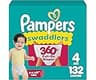 Pampers Diapers - Swaddlers 360° - Size 4, 132 Count, up to 100% Leakproof Comfy Dry Fit, Designed for Easy Changes, ...