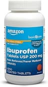 Amazon Basic Care Ibuprofen Tablets, Fever Reducer and Pain Relief from Body Aches, Headache, Arthritis Pain and More...
