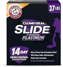ARM & HAMMER Clump & Seal SLIDE Platinum Multi-Cat Clumping Cat Litter, 14-Day Odor Control, EZ Clean Technology, 37 ...