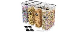 DWËLLZA KITCHEN Cereal Containers Storage 4L Set of 4 Airtight Food Storage Containers with Lids Cereal Dispenser Cou...