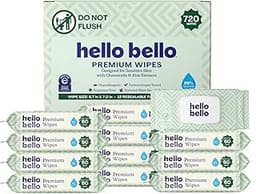 Hello Bello Premium Baby Wipes (Simply Sage) Fragrance-Free 12pk = 720ct