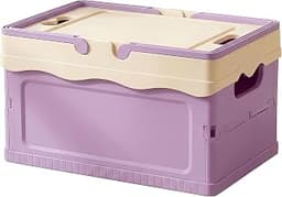 Foldable Pastel Plastic Storage Bin with Lid Small Cute Pastel Crates