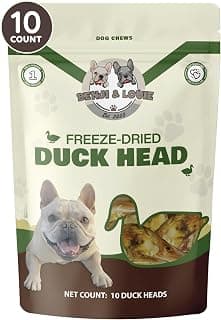 Freeze Dried Duck Head - Whole Duck Head - Natural Healthy Dog Chews, Single Ingredient (10 Count)