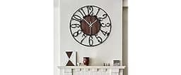 LEIKE Large Wall Clocks,Silent,Non Ticking,Battery Operated Rustic Round Modern Big Wood Wall Clock for Living Room, ...