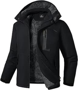 ZITY Men's Ski Jacket Windproof Waterproof Warm Fleece with Detachable Hood